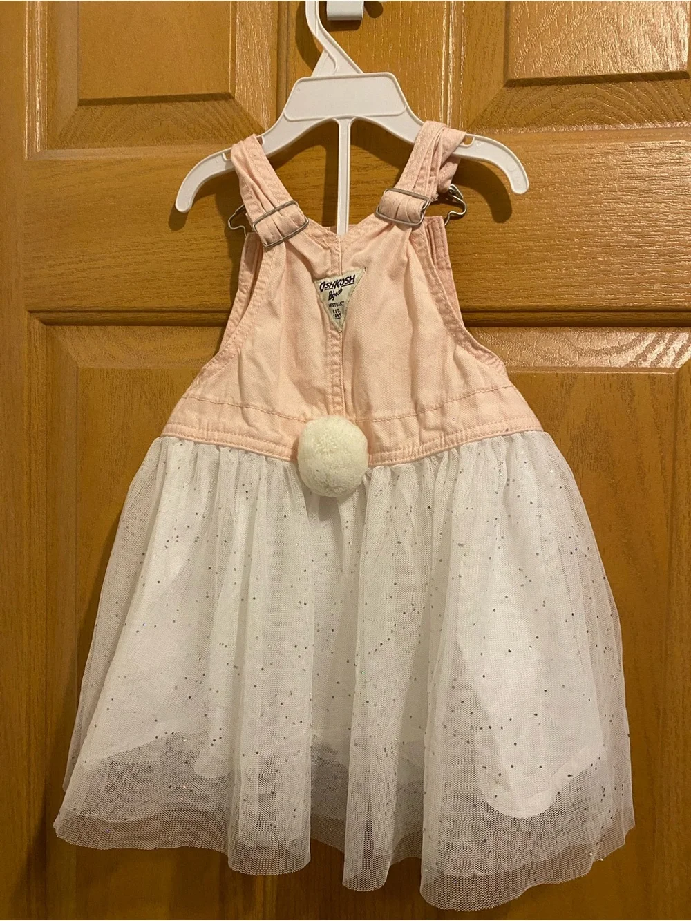 OshKosh B'gosh Pink Bunny Overall Dress with White Tulle Skirt